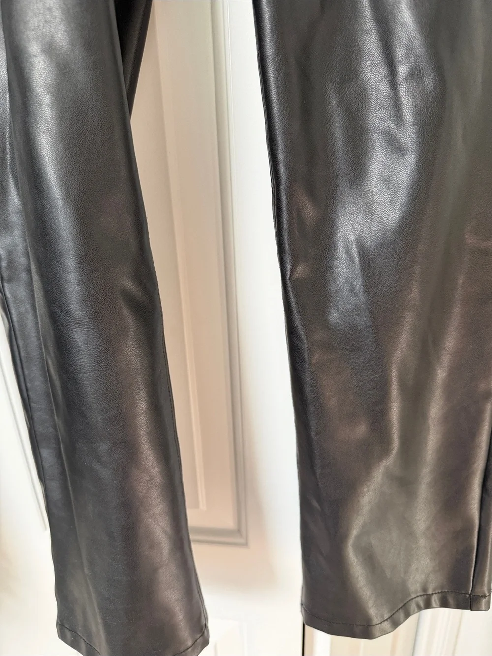 Abercrombie & Fitch Black Faux-Leather Straight Leg Pants